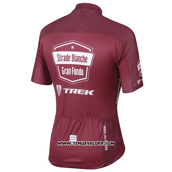 2017 Maillot Ciclismo Strade Bianche Trek Rouge Manches Courtes et Cuissard